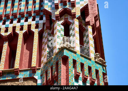 La Casa Vicens a été construite entre 1883 et 1885 par Antoni Gaudi i Cornet pour Manuel Vicens i Montaner à Barcelone Banque D'Images