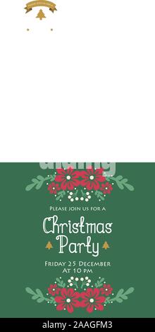 Ornement de Noël partie de cartes, avec de belles boiseries de la fleur. Vector Illustration de Vecteur