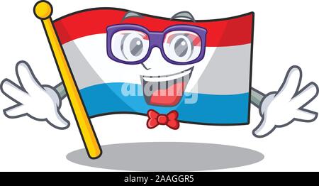 Geek super drôle luxembourg drapeau smart mascot cartoon style Illustration de Vecteur