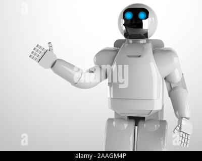 Robot mignon - panneau montrant le rendu 3D Banque D'Images