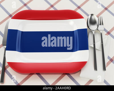 Thai cuisine Thai avec concept texturé du pavillon plat de service. 3D illustration. Banque D'Images