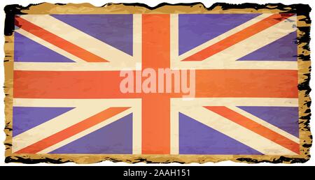 Un UK Union Jack fond parchemin de tons bruns et noirs sur un fond blanc Illustration de Vecteur