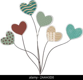 Air Ballons coeur coloré. Style scandinave. Vector Illustration. Illustration de Vecteur