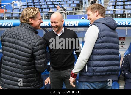 Hamburg, Deutschland. 05Th Nov, 2016 : 08.04.2017 Fuvuball. firo, saison 2016/2017 1. Bundesliga : HSV Hamburg Hamburg Hamburger Association sportive - TSG 1899 Hoffenheim HSV Hamburg Hamburg, Markus Gisdol avec Hoffenheim coach, Julian Nagelsmann et manager Alexander Rosen | utilisée dans le monde entier : dpa Crédit/Alamy Live News Banque D'Images