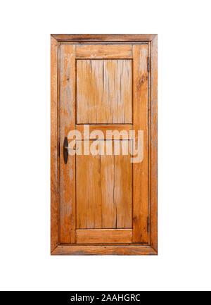 Vieille porte en bois isolé sur fond blanc Banque D'Images