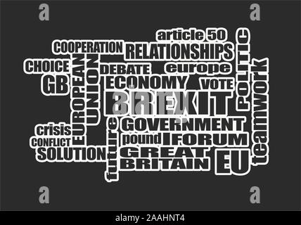 La sortie de l'Europe Royaume-uni mots relative cloud. Brexit nommé processus politique. Illustration de Vecteur