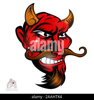Visage de profil avec Satan bared dents isolé sur blanc. Le logo de l'équipe démons sport Illustration de Vecteur