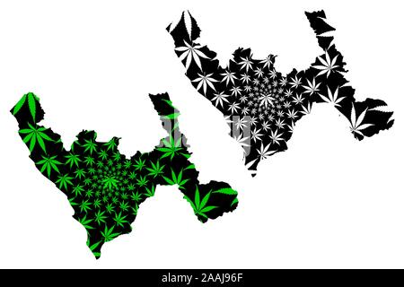 Département de La Libertad (République du Pérou, les régions du Pérou) la carte est conçue de feuilles de cannabis vert et noir, La Libertad site faite de la marijuana (marihu Illustration de Vecteur