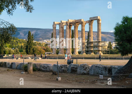 29Th Sep 2019 - Athènes, Grèce. Le temple de Zeus Olympien. Ancien Temple colossal au centre de la capitale grecque Athènes. Banque D'Images
