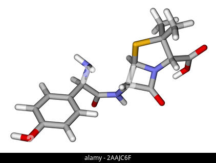 L'amoxicilline bois modèle moléculaire Banque D'Images