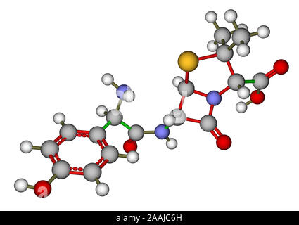 Le modèle moléculaire Amoxicilline Banque D'Images