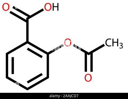 Formule développée de l'aspirine Banque D'Images