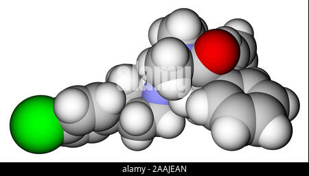 Loperamide, une diarrhée médicament. Structure moléculaire 3D Banque D'Images