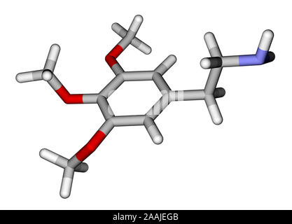 La molécule de mescaline psychédélique Banque D'Images
