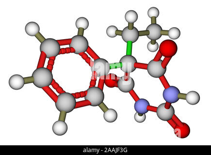 Le phénobarbital (épilepsie med) structure moléculaire 3D Banque D'Images