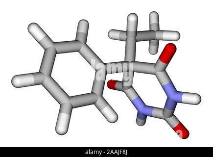 Le phénobarbital (épilepsie med) structure moléculaire 3D Banque D'Images