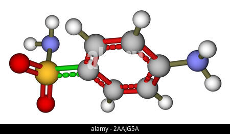 Modèle moléculaire du sulfanilamide Banque D'Images