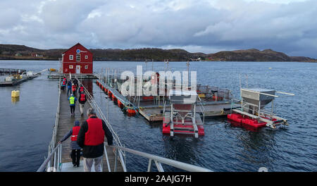 Près de l'élevage du saumon, la Norvège Bronnoysund Banque D'Images