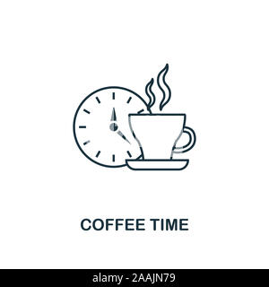 Coffee Time icône. Fine ligne design symbole de coffe shop icon collection. L'assurance-chômage et de ux. Creative café simple icône heure pour web et mobile Banque D'Images