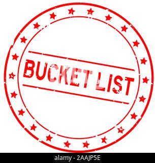 Grunge bucket list rouge ronde word joint en caoutchouc stamp sur fond blanc Illustration de Vecteur