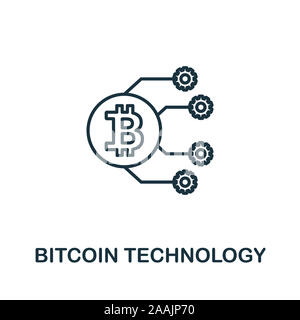 L'icône de la technologie description Bitcoin. Fine ligne de l'élément de la technologie concept fintech icônes collection. La technologie Bitcoin créative icône pour applications mobiles Banque D'Images