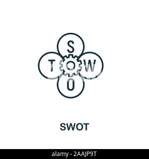 L'icône Contour SWOT. Fine ligne de l'élément de la technologie concept fintech icônes collection. Pour l'icône Swot créative et l'utilisation du web mobile apps Banque D'Images