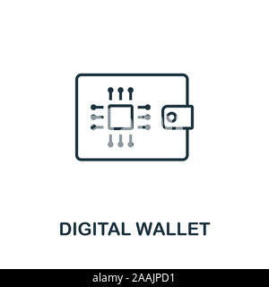 L'icône Contour portefeuille numérique. Fine ligne de l'élément de la technologie concept fintech icônes collection. Creative Digital wallet icône pour applications mobiles et Web Banque D'Images