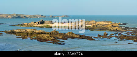 Les îles de Mogador, l'ancienne Iles Purpuraires en face de Essaouira, où les Romains et les Phéniciens ont traité les murex et coquilles trouvées dans le purpura Banque D'Images