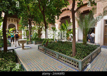 Le Bahia Palace a été construit à la fin du XIXe siècle. Marrakech, Maroc Banque D'Images