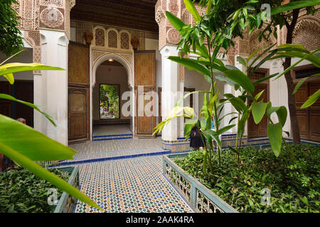 Le Bahia Palace a été construit à la fin du XIXe siècle. Marrakech, Maroc Banque D'Images