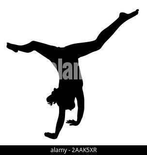 Gymnaste girl making handstand Illustration de Vecteur