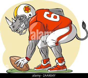 Rhino Football illustration Illustration de Vecteur