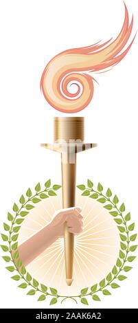 Illustration de la flamme olympique de tenir la main Illustration de Vecteur