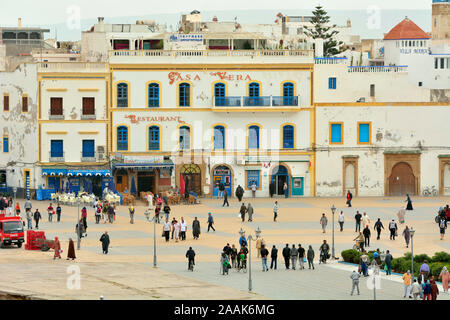 Place Moulay Hassan, Essaouira. Site du patrimoine mondial de l'Unesco, le Maroc Banque D'Images