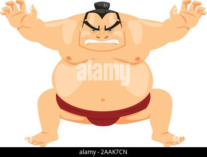 Lutteur de Sumo Art martial Japonais, vector illustration cartoon. Illustration de Vecteur