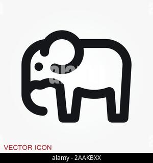 L'icône de l'éléphant, le vecteur ligne logo illustration art Illustration de Vecteur
