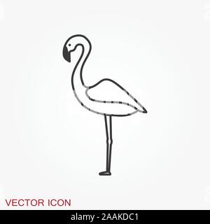 Flamingo, l'icône d'illustration vectorielle, minimaliste, symbole d'oiseau Illustration de Vecteur