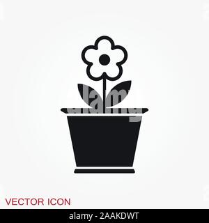 L'icône en forme de pot, vectorisés de plantes dans un pot, fleur Illustration de Vecteur