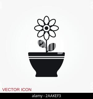 L'icône en forme de pot, vectorisés de plantes dans un pot, fleur Illustration de Vecteur