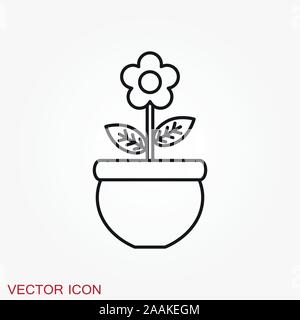 L'icône en forme de pot, vectorisés de plantes dans un pot, fleur Illustration de Vecteur