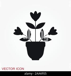 L'icône en forme de pot, vectorisés de plantes dans un pot, fleur Illustration de Vecteur