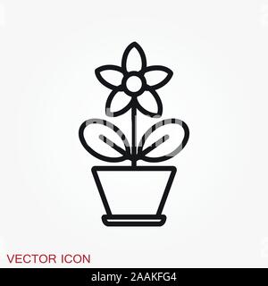 L'icône en forme de pot, vectorisés de plantes dans un pot, fleur Illustration de Vecteur