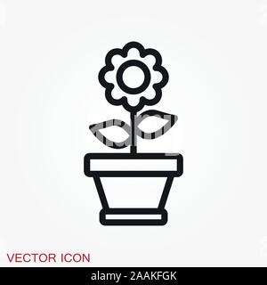 L'icône en forme de pot, vectorisés de plantes dans un pot, fleur Illustration de Vecteur