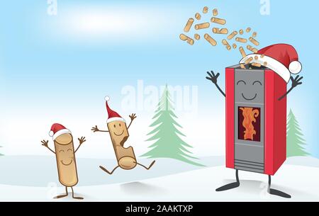 Cuisinière de noël avec fun cartoon mascot 6 mm Bois Illustration de Vecteur