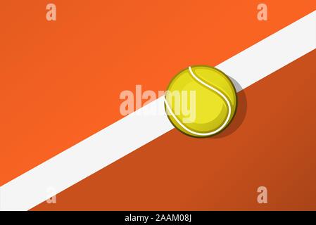 Balle de tennis sur le court de tennis en page ligne. Vector illustration. Illustration de Vecteur