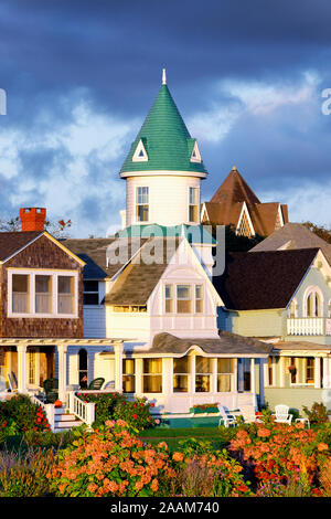 Maisons, Oak Bluffs, Martha's Vineyard, Massachusetts, USA Banque D'Images