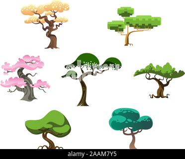 Ensemble de collection design arbres, arbres d'illustration vectorielle. Illustration de Vecteur