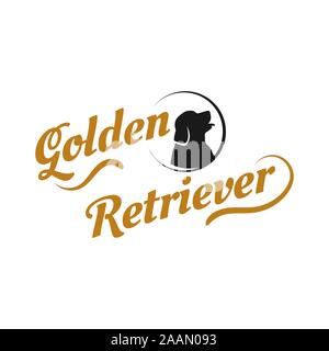 Silhouette de chien golden retriever. vecteur logo golden retriever élégant lettre avec tête de chien concept design de l'élément Illustration de Vecteur