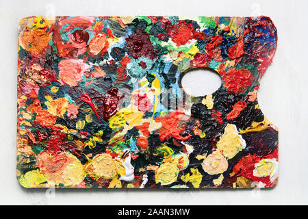 Image de fond de l'huile ou acrylique en palette. Haut de la vue, télévision lay Banque D'Images
