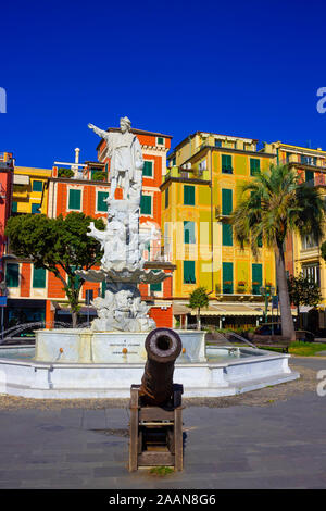 Santa Margherita Ligure, Italie - 13 septembre 2019 : monument à Christophe Colomb à Santa Margherita Ligure, Italie Banque D'Images